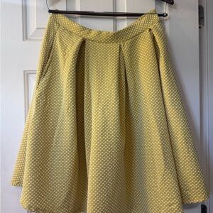 LuLaRoe Yellow Pleated A-Line Skirt Knee-Length